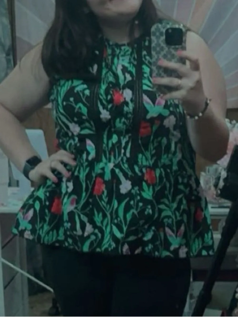 kate spade Black Floral Peplum Camisole